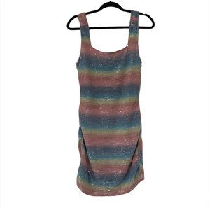 Le Lis Rainbow Sequin Ruched Mini Dress